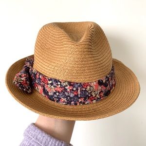 Talula: Woven Panama Sun hat with Floral trim